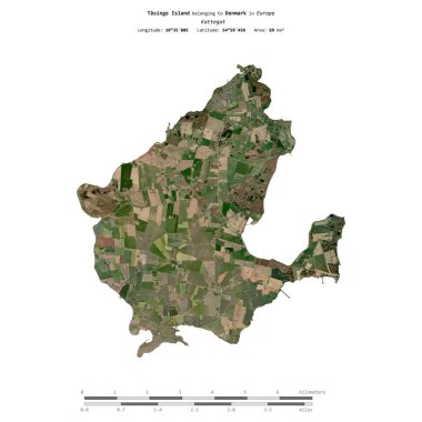 Danimarka 'ya ait Kattegat' taki Tasinge Adası, 6 Eylül 2023 'te uzaklık ölçeğinde çekilmiş bir uydu görüntüsü ile izole edilmiştir.