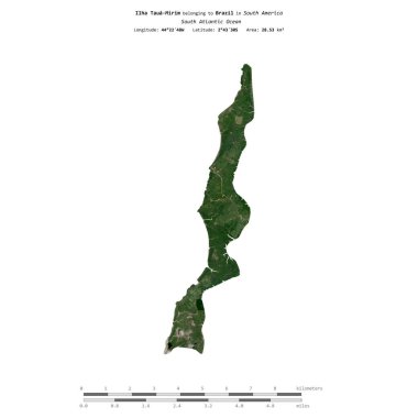 Brezilya 'ya ait Güney Atlantik Okyanusu' ndaki Ilha Taua-Mrim, 2 Ağustos 2021 'de çekilmiş bir uydu görüntüsüyle izole edilmiştir.