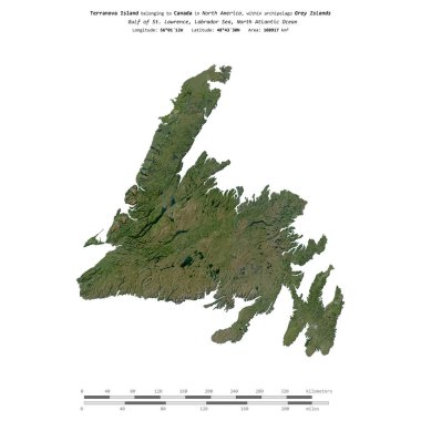Kanada 'ya ait Labrador Denizi' ndeki Terranova Adası, 13 Mayıs 2017 'de çekilmiş bir uydu görüntüsüyle izole edilmiştir.