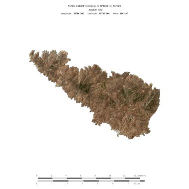 Yunanistan 'a ait Ege Denizi' ndeki Tinos Adası, 3 Ağustos 2023 'te çekilmiş bir uydu görüntüsüyle izole edilmiştir.