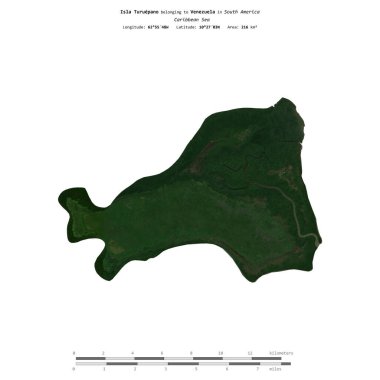 Venezuela 'ya ait Karayip Denizi' ndeki Turuepano Adası 11 Ocak 2021 'de çekilmiş bir uydu görüntüsüyle izole edilmiştir.