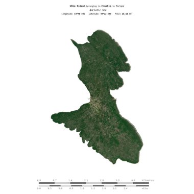 Hırvatistan 'a ait olan Adriyatik Denizi' ndeki Ulbo Adası, 11 Mayıs 2024 'te uzaklık ölçeğinde çekilmiş bir uydu görüntüsüyle izole edildi.