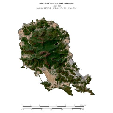 Güney Kore 'ye ait Wando Adası 8 Kasım 2022' de çekilmiş bir uydu görüntüsüyle izole edilmiştir.