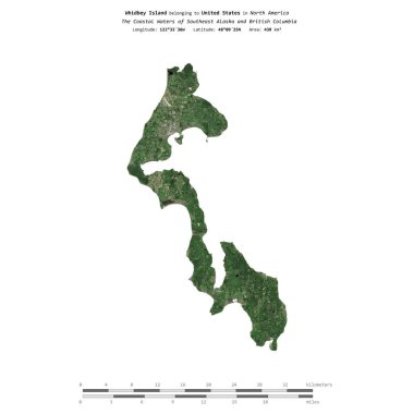 Amerika Birleşik Devletleri 'ne ait Güneydoğu Alaska ve British Columbia' nın Sahil Suları 'ndaki Whidbey Adası, 9 Mayıs 2024' te çekilmiş bir uydu görüntüsüyle izole edilmiştir.