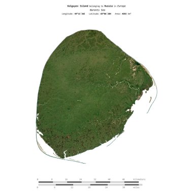 Barents Denizi 'ndeki Kolguyev Adası, Rusya' ya ait, 4 Ağustos 2023 tarihli uydu görüntüsü ile izole edilmiştir.