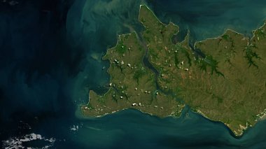 Timor Denizi 'ndeki Bathurst Adası 25 Nisan 2019' da çekilmiş bir uydu görüntüsü.