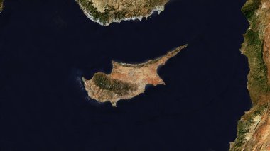 Cyprus Island in the Mediterranean Sea - Eastern Basin on a satellite image taken in June 24, 2024 clipart