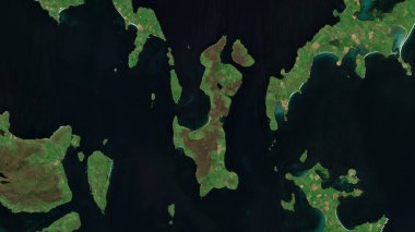 Eday Island in the North Sea on a satellite image taken in August 20, 2020 clipart