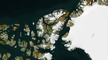 Baffin Körfezi 'ndeki Ellesmere Adası 31 Aralık 2014' te çekilmiş bir uydu görüntüsü.