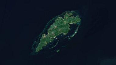 Isla Guanaja in the Caribbean Sea on a satellite image taken in August 31, 2023 clipart