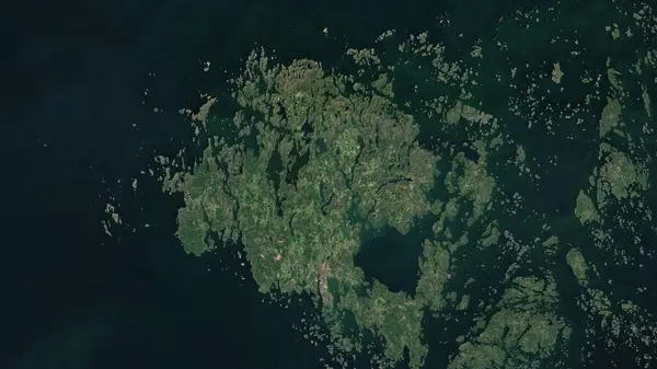 stock image Fasta Aland Island in the Gulf of Bothnia on a satellite image taken in July 14, 2021