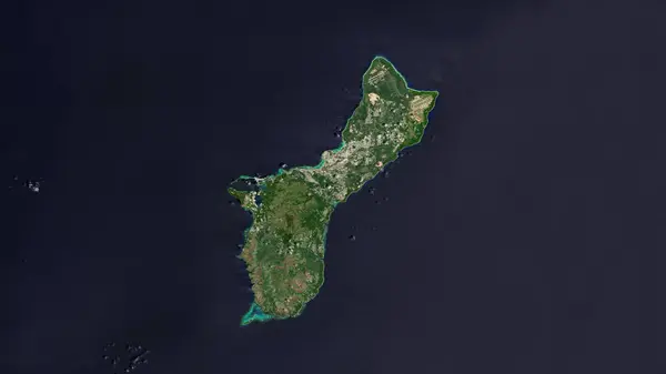 stock image Guam Island in the Philippine Sea on a satellite image taken in March 21, 2021