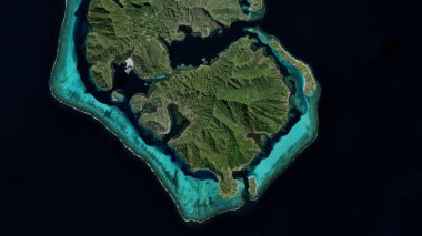 Huahine Iti Island in the South Pacific Ocean on a satellite image taken in June 6, 2021 clipart