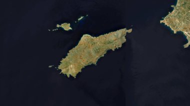 Kasos Island in the Aegean Sea on a satellite image taken in October 4, 2020 clipart