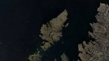 Lewis and Harris Island in the North Atlantic Ocean on a satellite image taken in June 28, 2018 clipart