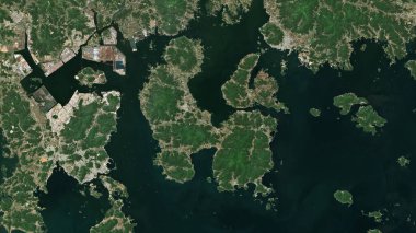 Namhae-do Island in the Japan Sea on a satellite image taken in May 2, 2023 clipart