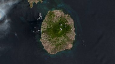 Nieves Island in the Caribbean Sea on a satellite image taken in August 9, 2023 clipart