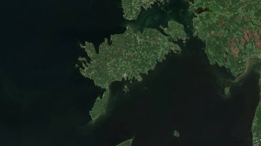 Osel Island in the Baltic Sea on a satellite image taken in June 21, 2020 clipart