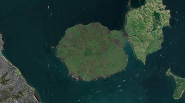 Rangitoto Island in the South Pacific Ocean on a satellite image taken in October 15, 2021 clipart