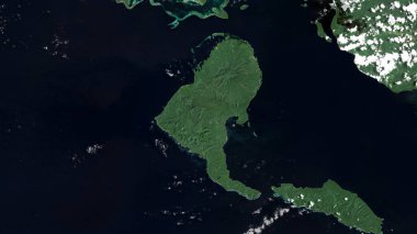 Rendova Island in the Solomon Sea on a satellite image taken in September 25, 2020 clipart