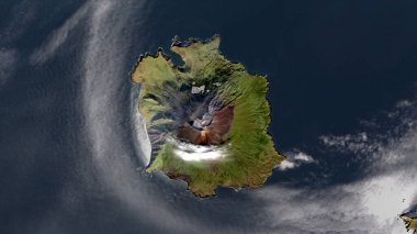 Segula Island in the Bering Sea on a satellite image taken in September 9, 2023 clipart