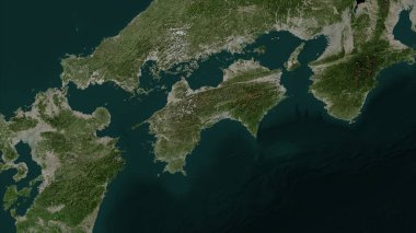 Shikoku Island in the Japan Sea on a satellite image taken in February 22, 2021 clipart