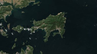 Seto Naikai 'deki Shodoshima Adası veya İç Denizi 25 Ekim 2020' de çekilmiş bir uydu görüntüsü.