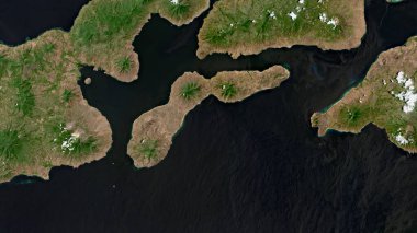 Savu Denizi 'ndeki Pulau Solor 20 Ekim 2023' te çekilmiş bir uydu görüntüsü.