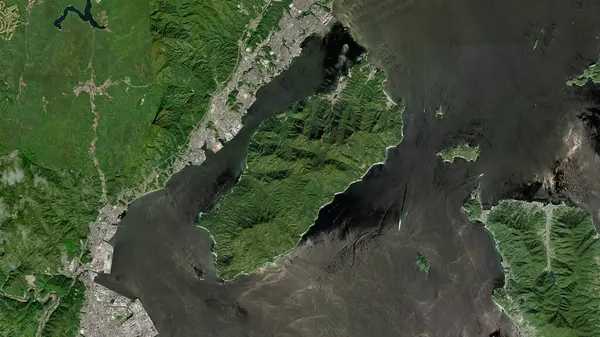 stock image Itsukushima Island in the Seto Naikai or Inland Sea on a satellite image taken in May 21, 2023