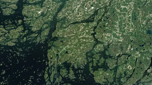 stock image Kimitoon Island in the Gulf of Bothnia on a satellite image taken in July 8, 2015