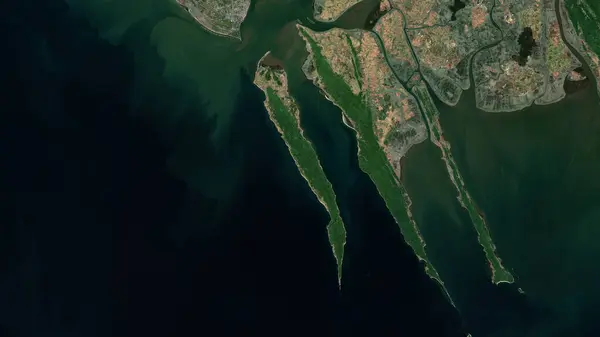 stock image Myengun Kyun Island in the Bay of Bengal on a satellite image taken in November 14, 2022