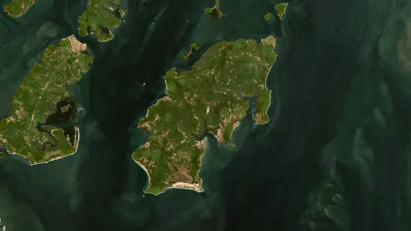 stock image Ilha Roxa in the North Atlantic Ocean on a satellite image taken in April 4, 2023