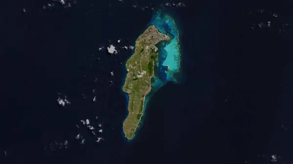 stock image Isla de San Andres in the Caribbean Sea on a satellite image taken in May 17, 2021