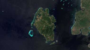 Pulau Kabaena in the Banda Sea on a satellite image taken in September 9, 2019 clipart