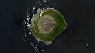 Tristan da Cunha Island in the South Atlantic Ocean on a satellite image taken in December 8, 2019 clipart