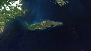 Isla de Vieques in the Caribbean Sea on a satellite image taken in March 8, 2023 clipart