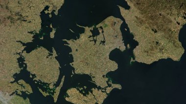 Zealand Island in the Kattegat on a satellite image taken in April 22, 2020 clipart