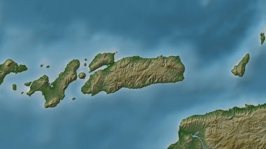 Savu Denizi 'ndeki Pulau Alor renkli bir yükseklik haritasında