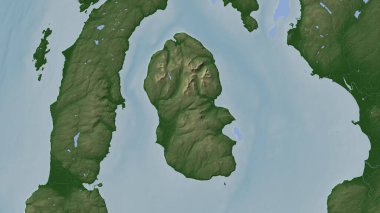 Isle of Arran in the Inner Seas off the West Coast of Scotland on a colored elevation map clipart