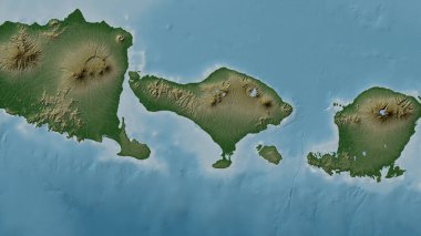 Bali Denizi 'nde renkli bir yükseklik haritasında Pulau Bali