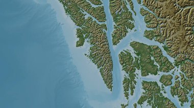 Baranof Island in the North Pacific Ocean on a colored elevation map clipart