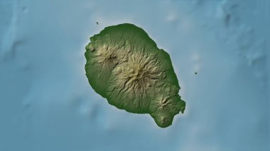 Filipin Denizi 'ndeki Camiguin Adası renkli bir yükseklik haritası üzerinde