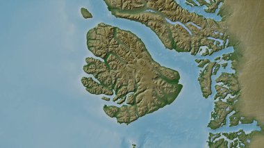 Disko Island in the Baffin Bay on a colored elevation map clipart