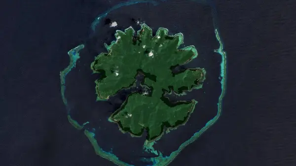 stock image Utupua Island in the Coral Sea on a satellite image taken in January 2, 2020