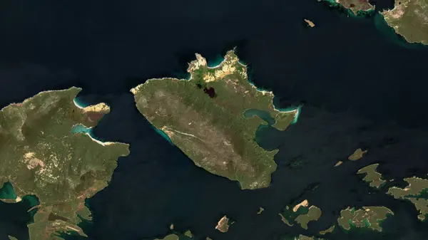 stock image Keppel Island in the South Atlantic Ocean on a satellite image taken in January 2, 2021