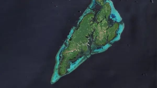 stock image Wa'ab Island in the Philippine Sea on a satellite image taken in March 31, 2024