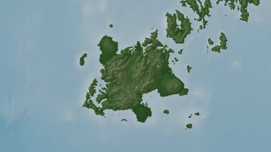 Japon Denizi 'nde Fukuejima renkli bir yükseklik haritası üzerinde