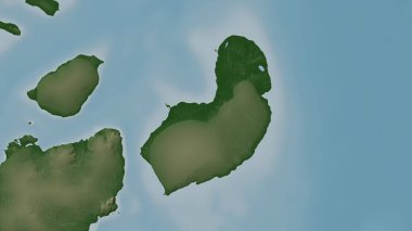 Barents Denizi 'ndeki Graham Bell Adası renkli bir yükseklik haritası üzerinde