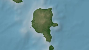Tyrhenian Denizi 'nde renkli bir yükseklik haritasında Isola di Lipari