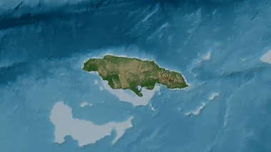 Karayip Denizi 'ndeki Jamaika Adası renkli bir yükseklik haritası üzerinde